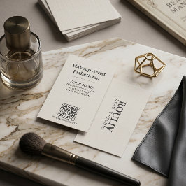 Minimalistisk QR-kod för sminkartist i linne och k Visitkort