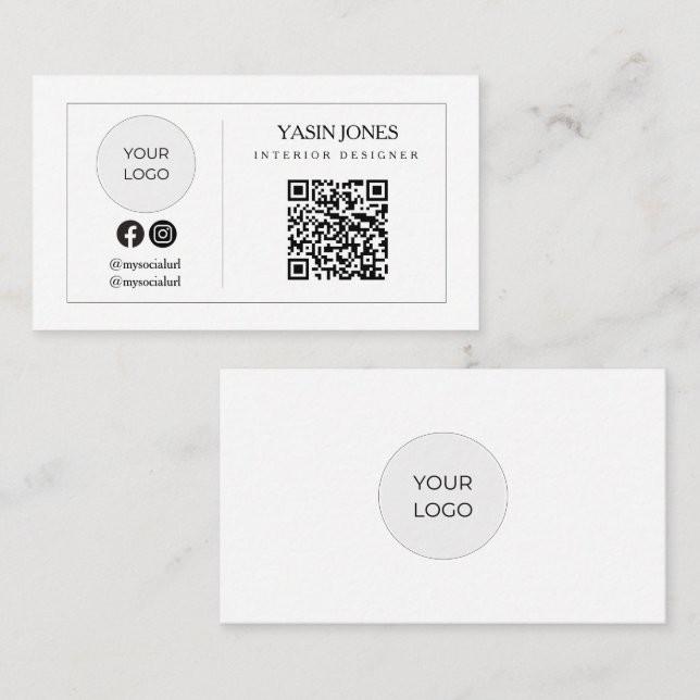 Minimalistisk QR-kod för socialt ikonlogotypföreta (Fram/baksida)