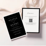 Minimalistisk QR-kod för svart och vitt modernt Br Inbjudningar<br><div class="desc">Elegantens minimalistiska svartvita inbjudan till QR-kodbröllop.</div>