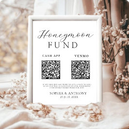 Minimalistisk QR-kod för svartvit honeymånfond Poster