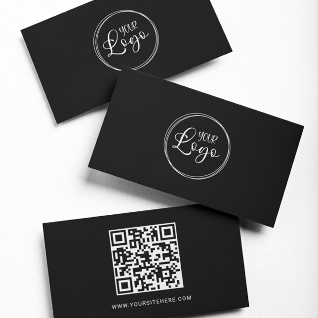Minimalistisk QR-kod för svartvit Logotyp Visitkort (Black and White Logo Minimalist QR Code Business Card)