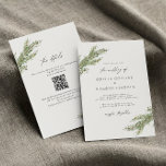 Minimalistisk QR-kod för vinterbröllop Gräs Träd Inbjudningar<br><div class="desc">Elegant allt i en bröllopsinbjudan med gräs träd gren-design med vattenfärg.</div>
