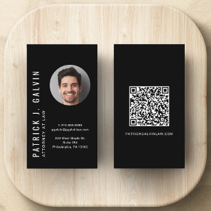 Minimalistisk QR-kod Foto Professionell Svart Visitkort