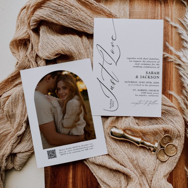 Minimalistisk QR-kod Inget Finare Just Kärlek Bröl Inbjudningar (Skapare uppladdad)