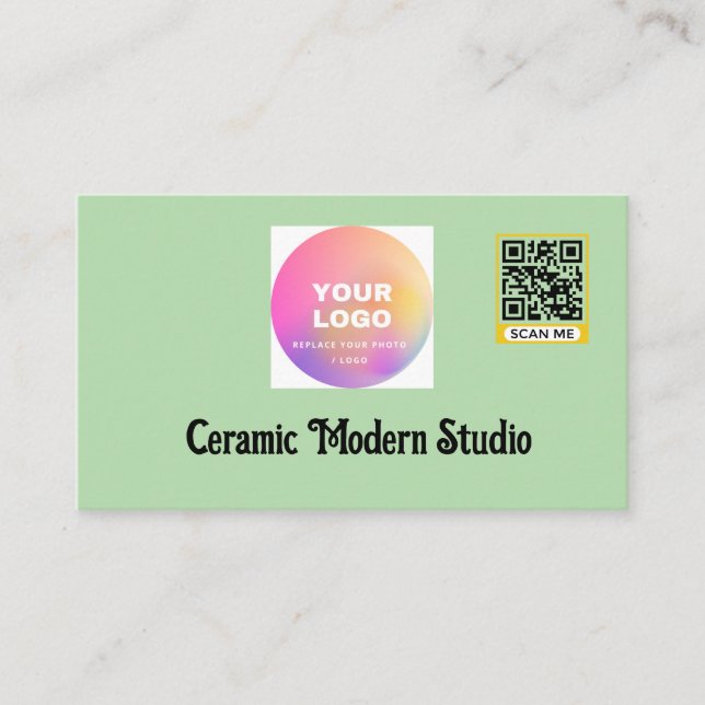 Minimalistisk QR-kod Keramisk Butik Affärskort  Visitkort (Framsida)