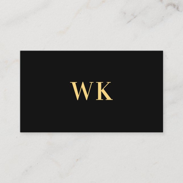 Minimalistisk QR-kod Monogram Black Guld Visitkort (Framsida)