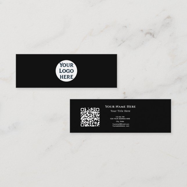 Minimalistisk QR-kod Namnkort med Anpassad Logotyp (Fram/baksida)