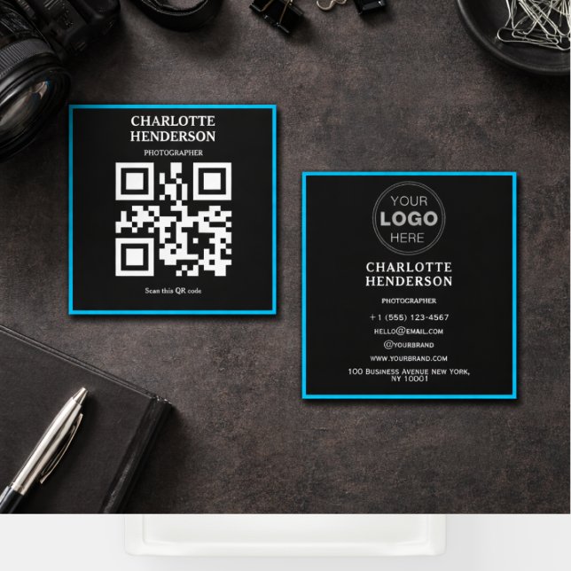 Minimalistisk QR-kod professionell design Fyrkantigt Visitkort (Minimalist QR Code Professional Design Square Business Card
)