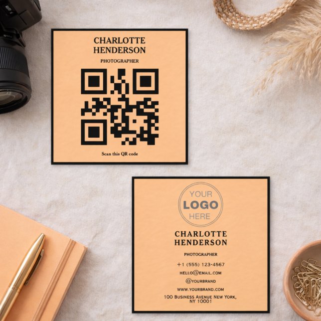 Minimalistisk QR-kod professionell design Fyrkantigt Visitkort (Minimalist QR Code Professional Design Square Business Card
)