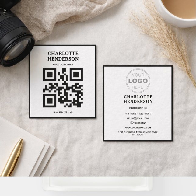 Minimalistisk QR-kod professionell design Fyrkantigt Visitkort (Minimalist QR Code Professional Design Square Business Card
)
