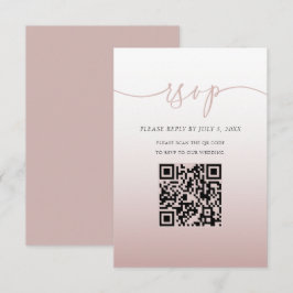 Minimalistisk QR-kod Rosa Enkel RSVP Bröllop OSA Kort