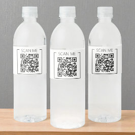 Minimalistisk QR-kod Scan Me Business Vattenflaskor Etikett