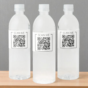 Minimalistisk QR-kod Scan Me Business Vattenflaskor Etikett