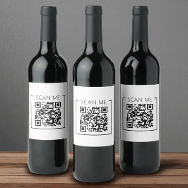 Minimalistisk QR-kod Scan Me Business Vinflaska Etikett
