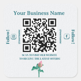 Minimalistisk QR-kod Social Media Marknadsföring B Fyrkantigt Klistermärke