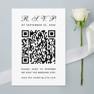 Minimalistisk QR-kod, svart och vit enkel Bröllop OSA Kort