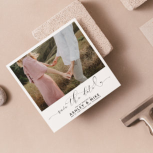 Minimalistisk QR-kod, svart och vitt foto Bröllop Spara Datumet