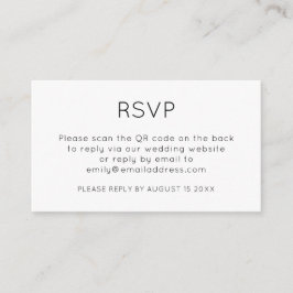 Minimalistisk QR-kod Svart Vit Bröllop RSVP Tilläggskort