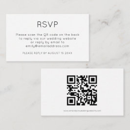 Minimalistisk QR-kod Svart Vit Bröllop RSVP Tilläggskort