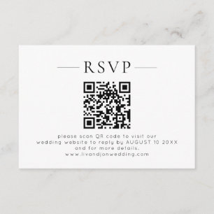 Minimalistisk QR-kod Svart Vitt Bröllop RSVP OSA Kort