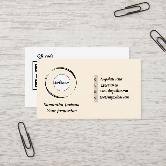 Minimalistisk QR-kod Visitkort (Fram/Back In Situ)