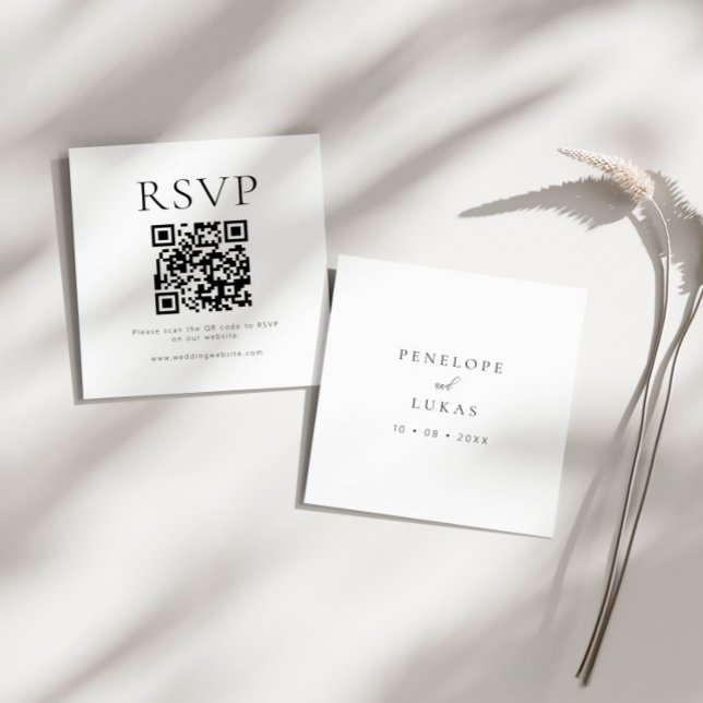 Minimalistisk QR-kodBröllop OSA Tilläggskort (PENELOPE | RSVP CARD SQUARE)
