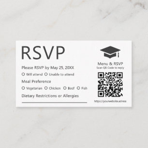 Minimalistisk QR-kodens OSA med kostpreferens Grad Tilläggskort