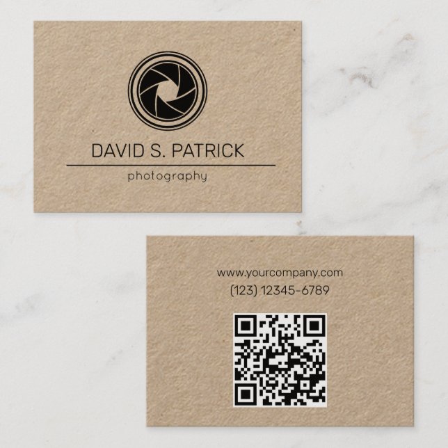 Minimalistisk QR-kodfoto Visitkort (Fram/baksida)