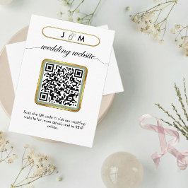 Minimalistisk QR-kodsedel Grönt Elegant Guld Bröll Tilläggskort