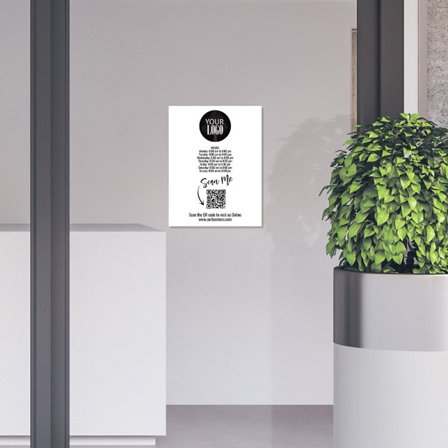 Minimalistisk QR-kodsignatur för Business Logotyp Fototryck (Business logo sign with a scannable QR code. )
