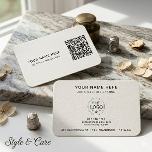 Minimalistisk QR & Logotyp Rundad Visitkort