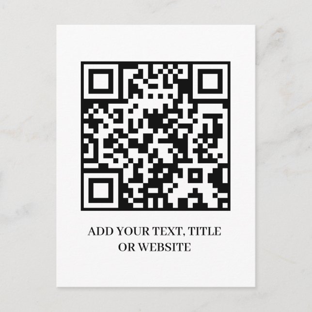 Minimalistisk QR | Modernt anpassat textdesign Vykort (Framsida)