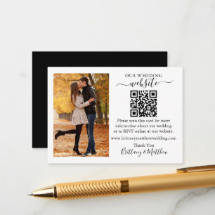 Minimalistisk QR Photo Black White på Bröllop webb Tilläggskort
