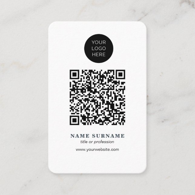 Minimalistisk-QR-professionell med enkel kodrengör Visitkort (Framsida)