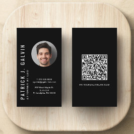 Minimalistisk QR-Professionell, svart foto Visitkort