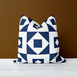 Minimalistisk Quilt Navy Vit Kuddöverdrag Kudde