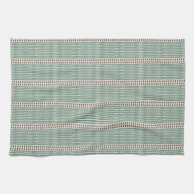 Minimalistisk raffia mesh linjer streckade dämpade kökshandduk (Horisontell)