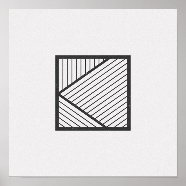 Minimalistisk, rand kvadratisk, svart och vit Post Poster (Framsidan)