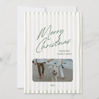 Minimalistisk randig God Jul Foto-kort Kort
