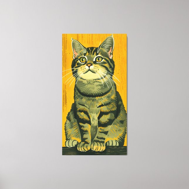 Minimalistisk randig grå tabby  canvastryck (Framsida)