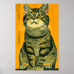 Minimalistisk randig grå tabby poster