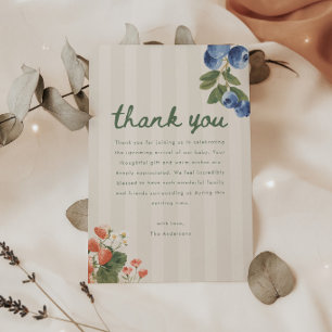 Minimalistisk randig script Baby Shower-fest Tack Kort