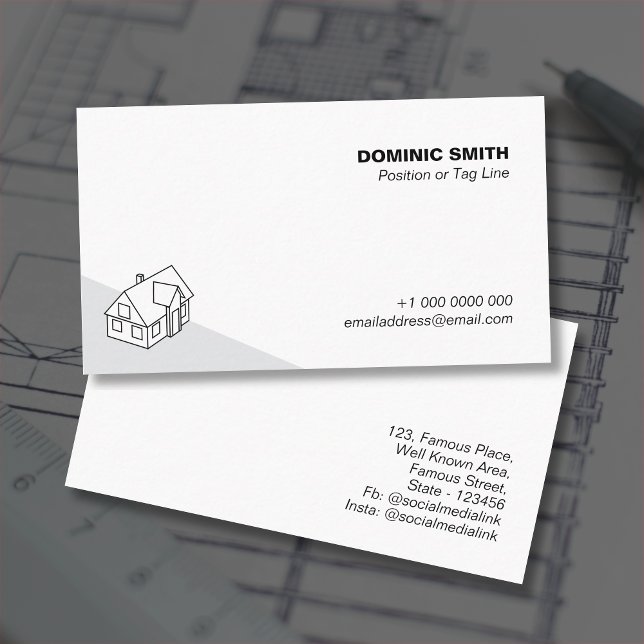 Minimalistisk Real Gods, hemtjänstleverantör DP7 Visitkort (minimalist design, real estate business, editable template, professional branding, home services)