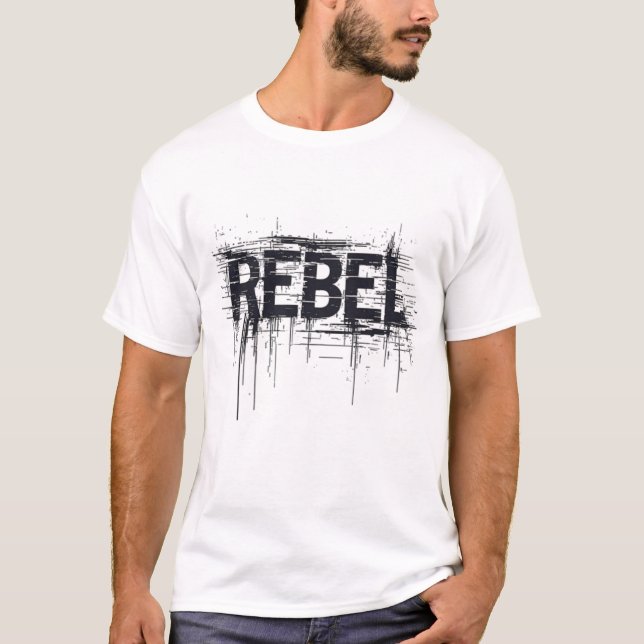 Minimalistisk rebell glitch-typografi distressed s t shirt (Framsida)