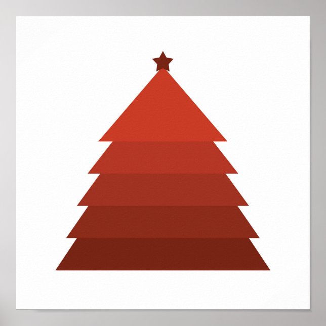 Minimalistisk Red Julgran Poster (Framsidan)
