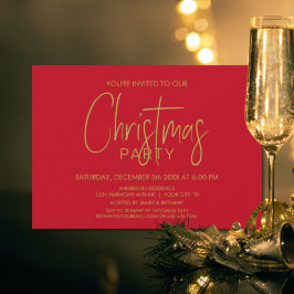 Minimalistisk Red och Guld jul Party Inbjudningar