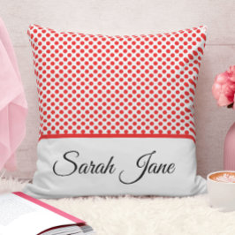 Minimalistisk Red Polka dots-skript, anpassningsba Kudde