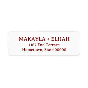 Minimalistisk Red Serif Namn & Returadress Etikett