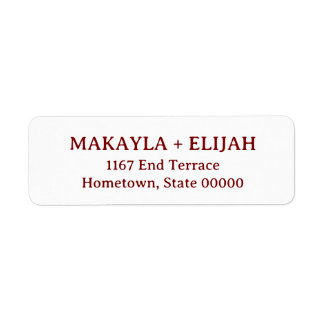 Minimalistisk Red Serif Namn & Returadress Etikett
