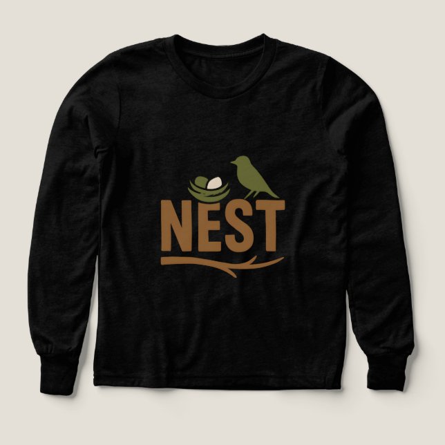 Minimalistisk rede fågel natur konst t shirt (Design framsida)